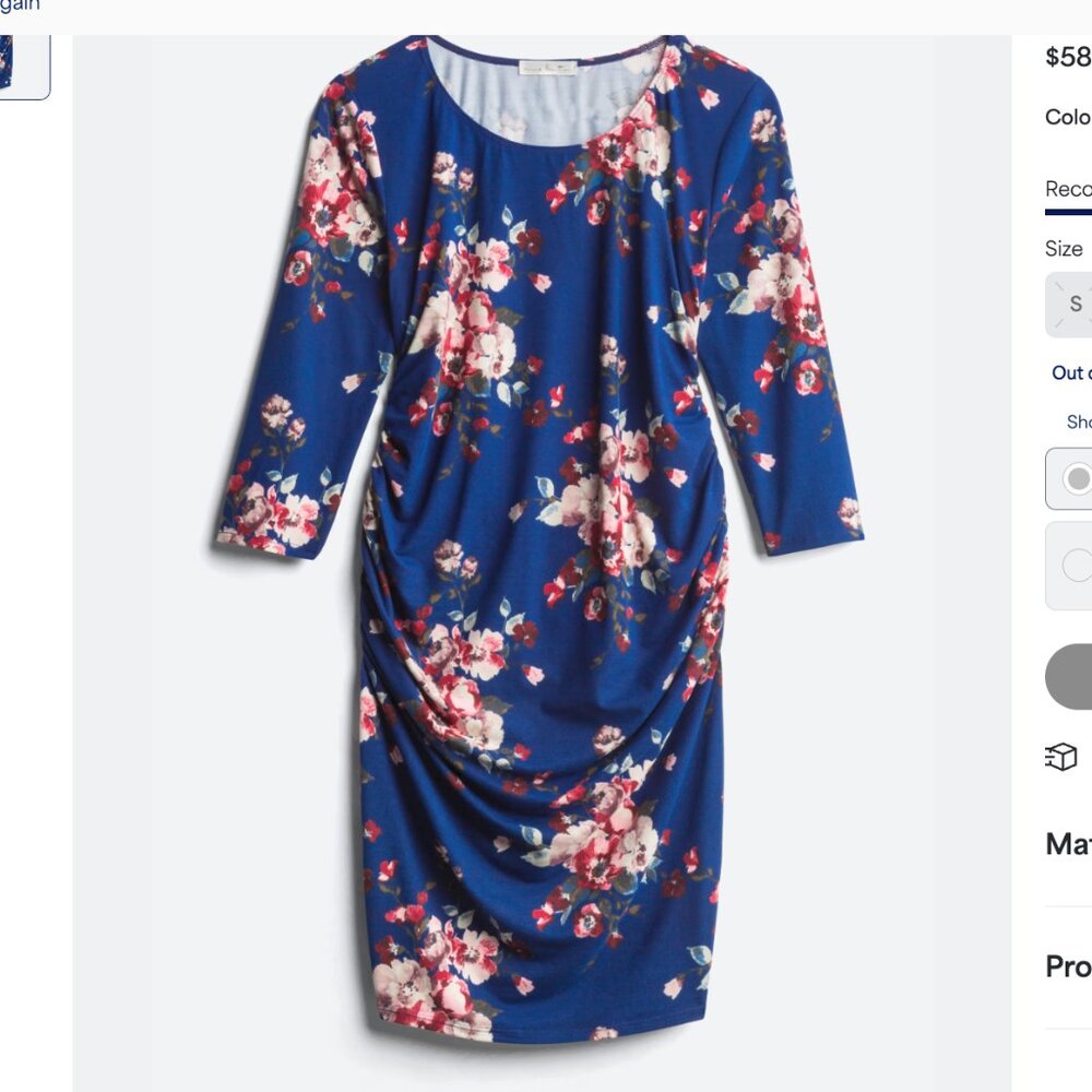 Nine Britton Hannah 3/4 Sleeve Maternity Dress - S (fits like M) - Like New!